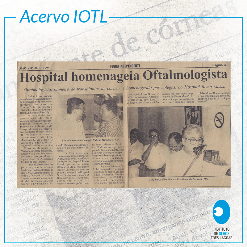 Hospital homenageia Oftalmologista